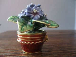 Vintage Porcelain Monet Gold Hinged Trinket Ring Box Flower Bouquet