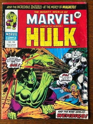 Incredible Hulk 180 British/uk Weekly (mighty World Of Marvel 196) Wolverine