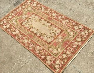 222 Antique Rose Hand Crafted Cross Stitch Rug Tapestry Size: 4.  8 X 2.  9 Feet