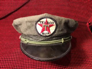 Vintage Texaco Oil Gas Service Station Attendant Hat Uniform Cap W Side Buttons