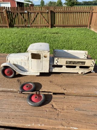 Vintage Pressed Steel Steelcraft Playboy Trucking Company Wrecker Tow Truck Toy