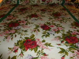 Lovely Antique Vintage Hand Made Cotton Quilt roses Design Approx 86 