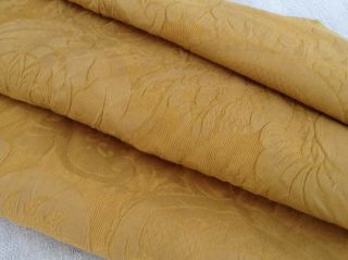 Antique French Silk Damask Fabric Gold 19th Century Home Decor Upholstry Dolls