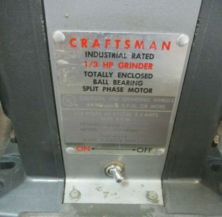 Vintage CRAFTSMAN Block Grinder 1/3 HP 6 
