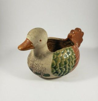 Vintage Duck Planter Painted Earthenware Charming Shabby Chic Rustic Planter