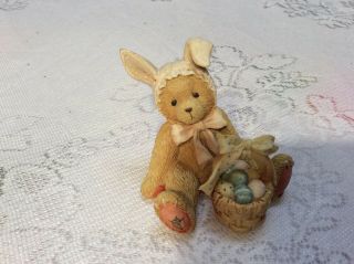 Cherished Teddies Bessie Some Bunny Loves You Bear In Bunny Hat W/easter Basket