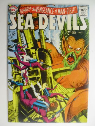 Sea Devils 24,  Vengeance Of Man Fish,  Very Fine -,  7.  5,  White Pages