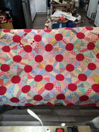 Old Antique Vintage Patchwork Quilt Handmade Large 82 " X 72 " 100,  Years Old