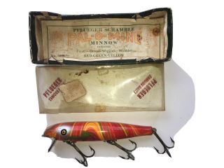 Vintage Pflueger Palomine Minnow & Box Scramble Color U.  S.  A.