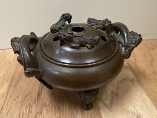 Antique Vintage Asian Chinese Brass/bronze? Incense Burner Dragon Censer
