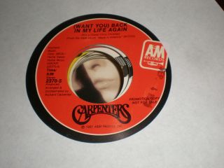 The Carpenters 45 Back In My Life Again Promo A & M