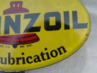 Vintage Pennzoil Motor Oil 2 - Piece Porcelain Advertising License Plate Topper 2