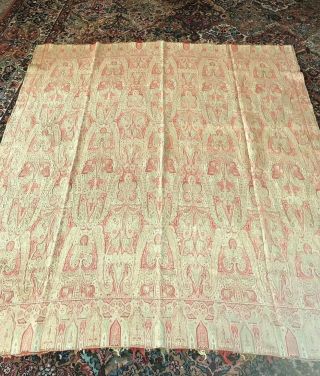 Antique 19th Century Toile Paisley Wool Piano Shawl - Pattern