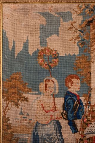 Antique 19C Berlin Woolwork Needlework Embroidery 2