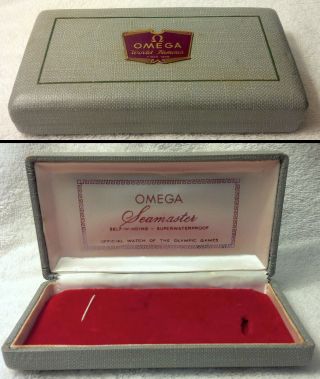 1950s Vintage Omega Seamaster Storage Box Display Case Red Felt