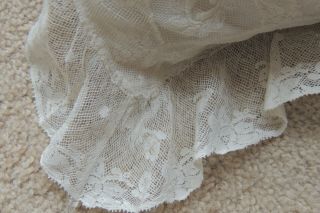 Antique Victorian Pillow Case Tambour Embroidered Net Lace square 2