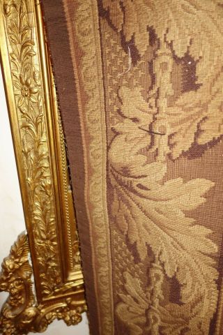 1 Of 2 French Antique Tapestry Border Brown,  Tan,  9 Ft.  Long Foliage Motif