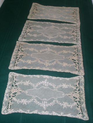 STUNNING HANDMADE ANTIQUE BELGIAN BRUSSELS LACE DRESSER SCARF OR PLACEMAT 2