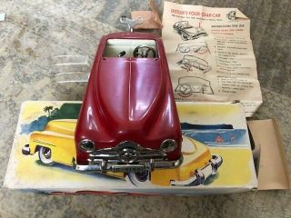 Vintage Distler Ford D - 3150 Roadster Tin Wind Up Toy Car - Germany Us Zone,  Red