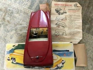 Vintage Distler Ford D - 3150 Roadster Tin Wind Up Toy Car - Germany US Zone,  Red 2