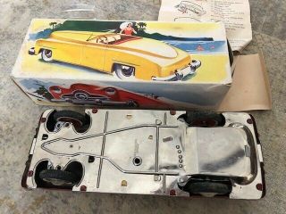 Vintage Distler Ford D - 3150 Roadster Tin Wind Up Toy Car - Germany US Zone,  Red 3
