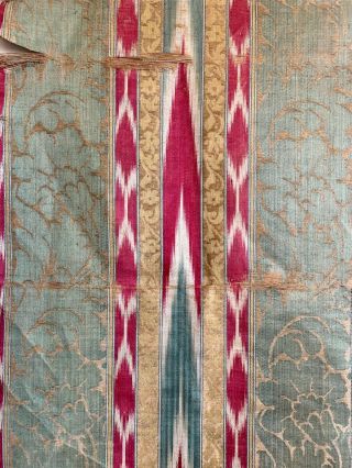 Rare,  18th Century French Silk Woven Ikat Stripe Fabric (3079) 3