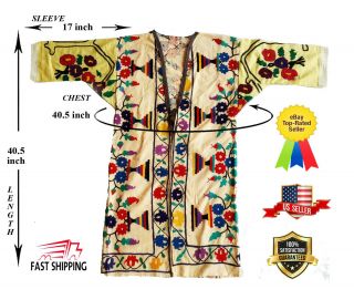 Uzbek Vintage Hand Embroidery Suzani Coat Robe Dress Was $159.  00