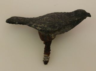 Vintage Cast Iron Metal Bird 1 3/4 " Long & 1 1/4 " Tall Including The Screw Base