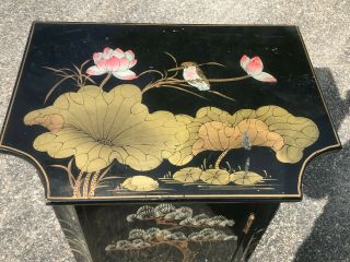 Vintage Asian Black Lacquer Storage Cabinet Mother Of Pearl & Asian Designs 3