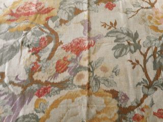 Antique French Bird Chinoisoire Floral & Velvet Fabric Pillow Yellow Lavender 2