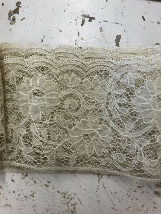 Antique French Lace 8 1/2 Yards 4” Wide Antique Cream Colored Floral