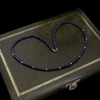 Antique Vintage Deco Retro 14k Gold 82.  5 Cts Kashmir Sapphire Beaded Necklace