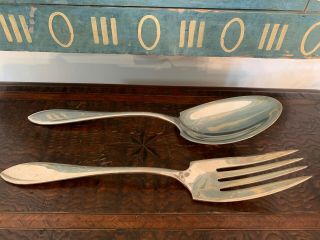Vintage Antique Towle Sterling Silver Large Salad Set Fork & Spoon Fleur De Lis