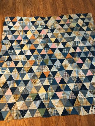 Vintage 1930s Hand Pieced Quilted Feed Sack Cotton Not Finished 63 " X62 "