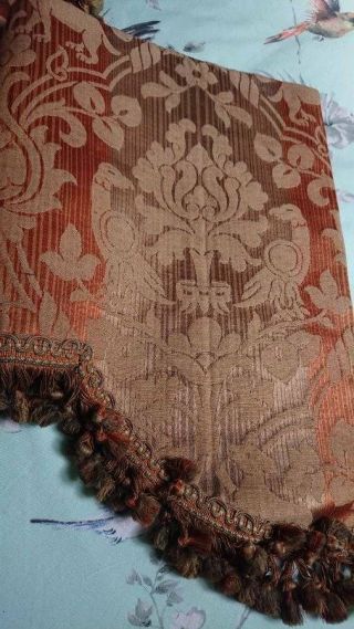 Antique French Silk Brocade Scalloped Cantonniere Pelmet Valence C1890