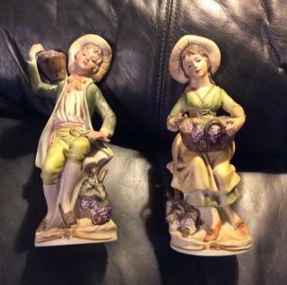 Set Of 2 Vintage Homco Collectable Decorative Figurines Man & Woman 1258