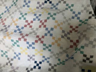 Antique Vintage Nine Patch Quilt.  Handmade,  Charming Quilt