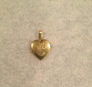 Vintage 14k Gold Heart Locket Pendant From Italy