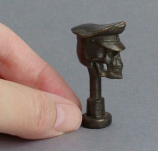 Ww1 Vintage German Officer Skull/death Head Pipe Tamper Miniature Bronze Brass