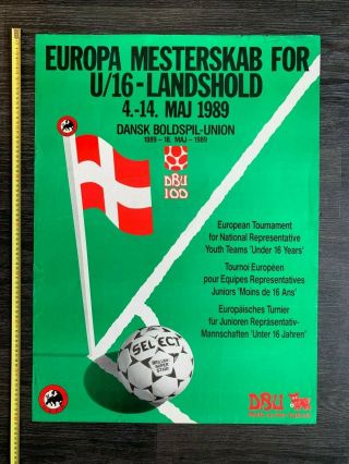 European Football Soccer Tournament Denmark 1989 Vintage Poster