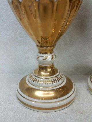 Vintage Porcelain Urn Vases Gilted Gold Floral Painted 12 3/4 