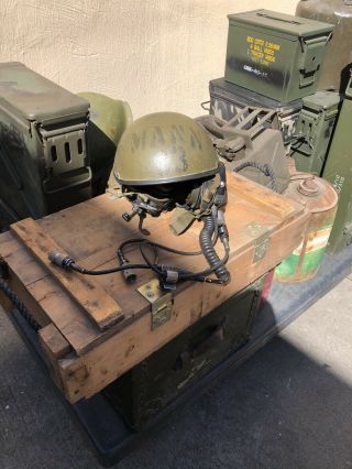 Vintage Us Military Combat Vehicle Crewman Helmet