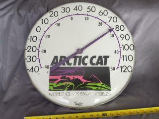 Dealers 18 " Round Vtg Arctic Cat Thermometer Sign World Class Snowmobiles Taylor