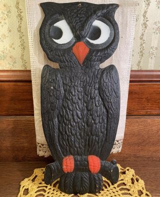 Large Vintage Halloween Side - Glancing Owl Diecut Decoration Germany,  1920s - 1930s