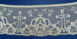 A 117 " (297cm) Length Of Victorian Brussels Princess Lace For Ecclesiastical Use