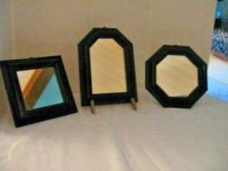 Set Of Three Black Beveled Accent Mirrors 1660cv By Home Interiors & Gifts
