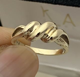 Estate Vintage 14k Yellow Gold Signed Ae Twist Ring Band Size 6 1/4