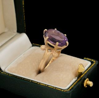 Antique Vintage Deco Retro 18k Yellow Gold 3.  53 Cts Amethyst Band Ring Sz 5.  75