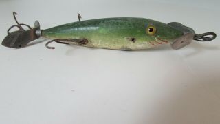 Vintage Early Pflueger Fish Lure Wood,  Glass Eyes,  Paint,  5”