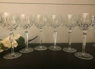 Vintage Set of 6 Waterford Crystal LISMORE Wine Hock Glasses - Pristine 2
